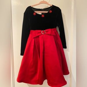 Bonnie Jean vintage toddler girl Christmas dress black and red size 3t